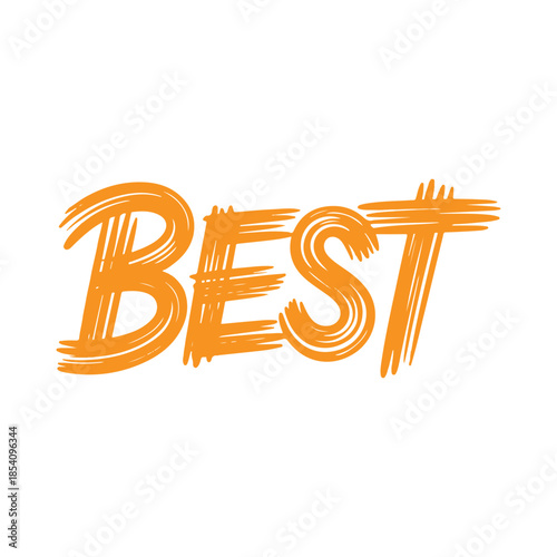 The image features the word best prominently displayed in a rough orange brushstroke style
