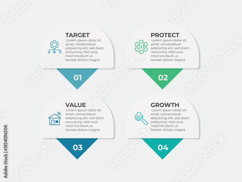vector illustration infographic design template with 4 steps. Template for process, presentations, layout, banner, brochure.