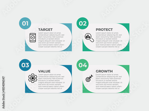 vector illustration infographic design template with 4 steps. Template for process, presentations, layout, banner, brochure.
