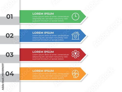 vector illustration infographic design template with 4 steps. Template for process, presentations, layout, banner, brochure.