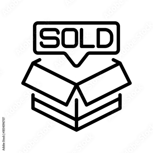 Sold Out Line Icon, Outline Symbol for Out of Stock, Inventory Empty, Unavailable Item, Missed Deal, and Product Gone. Vector Sign Icon.