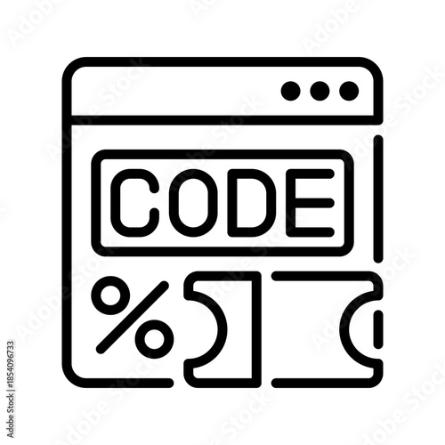 Promo Code Line Icon, Outline Symbol for Discount Voucher, Coupon Input, Secret Key, Deal Access, and Saving Pass. Vector Sign Icon.