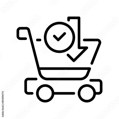 Checkout Line Icon, Outline Symbol for Final Purchase, Payment Process, Order Completion, Cart Summary, and Transaction End. Vector Sign Icon.