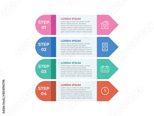vector illustration infographic design template with 4 steps. Template for process, presentations, layout, banner, brochure.