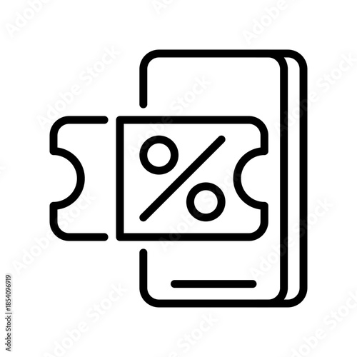 Digital Coupon Line Icon, Outline Symbol for Electronic Voucher, Online Discount, Mobile Promo, Code Scanner, and Virtual Ticket. Vector Sign Icon.