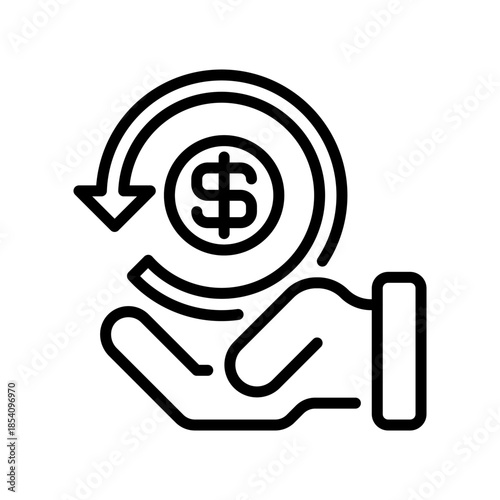 Cashback Line Icon, Outline Symbol for Money Return, Reward Point, Rebate Offer, Saving Bonus, and Refund Deal. Vector Sign Icon.