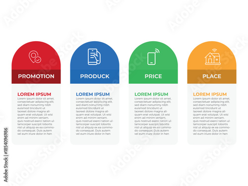vector illustration infographic design template with 4 steps. Template for process, presentations, layout, banner, brochure.
