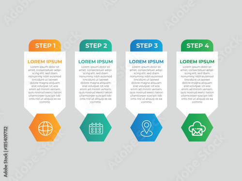 vector illustration infographic design template with 4 steps. Template for process, presentations, layout, banner, brochure.
