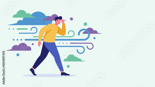 Person Walking Against the Flow Representing Courage and Independent Thinking