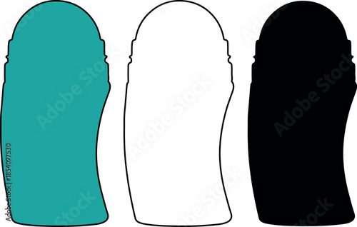 Three deodorant stick silhouettes in different colors provide versatile design options for product.