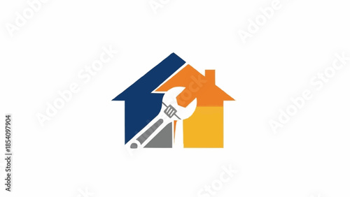 House Maintenance Logo with Wrench Symbol.