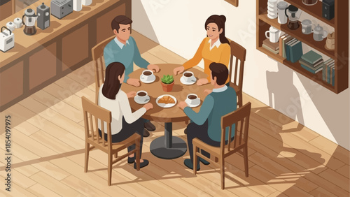 Group of People Having Breakfast Together.