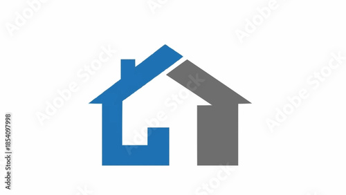 Blue and grey house logo design.