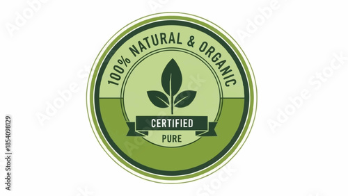 Organic Certification Green Label Stamp Icon.