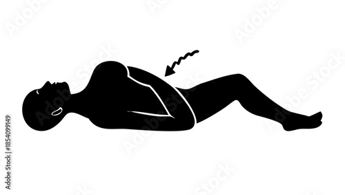 Silhouette of a person tilting head sideways, neck relaxation and tension relief wellness concept.
