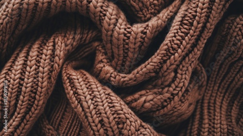 Brown knitted fabric texture background warm cozy winter sweater pattern design