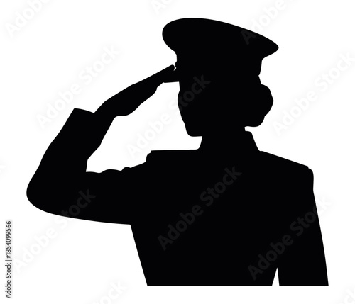 Military salute silhouette illustration, respectful armed forces vector icon for patriotic design, remembrance events and ceremonial graphics