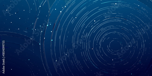 Abstract blue background with swirling lines stars and a cosmic atmosphere