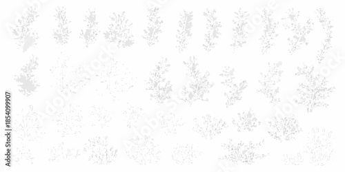 Delicate floral arrangement of sprigs and leaves in a grayscale pattern