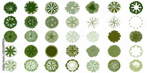 A collection of diverse aerial views of trees and foliage patterns