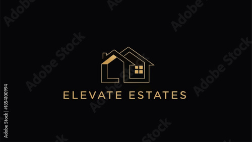 Elevate Estates Logo Design with Houses.