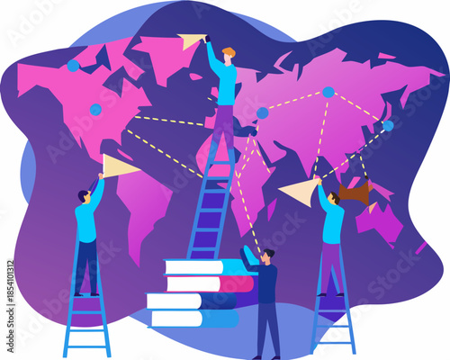 Connecting the world people building global networks with paper airplanes and ladders