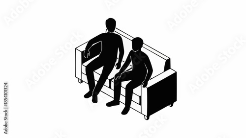 Two Silhouetted People Sitting on Couch.