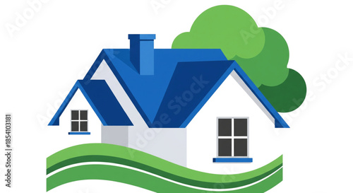 Cozy Home Exterior with Green Landscape, Real Estate Marketing, Property Investment, Family Life, Eco-Friendly Living