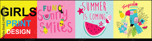 Girls Chest Print Design Vector file for T-shirt, Kids were Vector design for T-shirt, Beautiful girls chest print design vector drawing file.