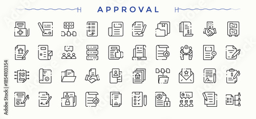 Approval line icon set. Trendy minimal icons. Containing confirm, ok, mark, right, check, signs. Vector illustration. Right icon pack.