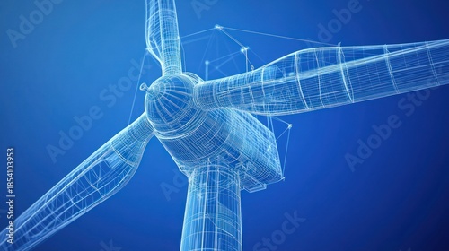 Wind turbine wireframe model sustainable energy technology design