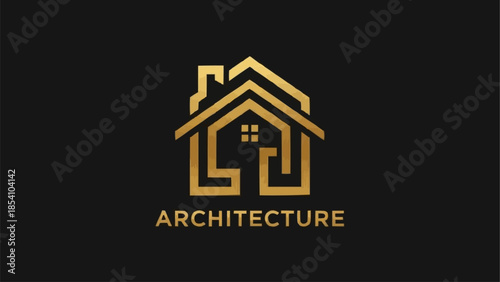 Golden House Logo Design for Architecture.
