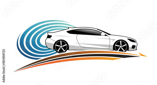 Dynamic Luxury Sports Car Logo Icon for Auto Service, Vehicle Detailing, and Fast Transport Design