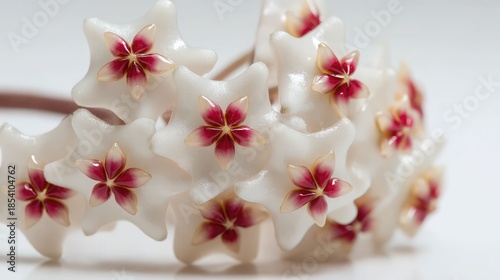 Macro Shot of Hoya Wax Plant Flowers Cluster with Star Shaped Petals