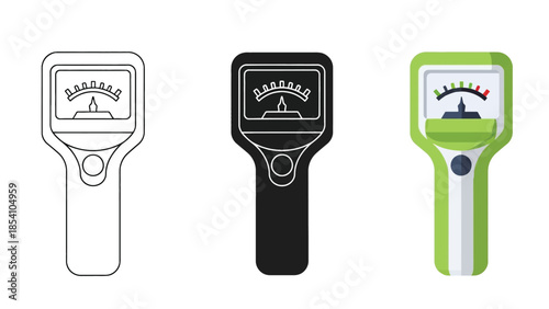 Water Quality Tester Vector Set for Measuring Purity, pH and Contamination in Line, Silhouette and Color Style