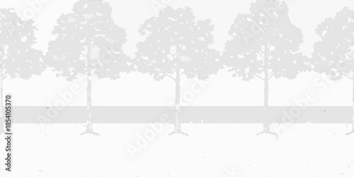 A row of silhouetted trees against a light grey textured background