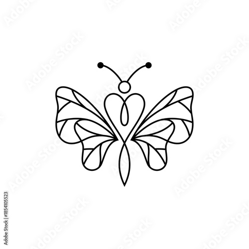 Abstract beautiful butterfly logo with heart shape