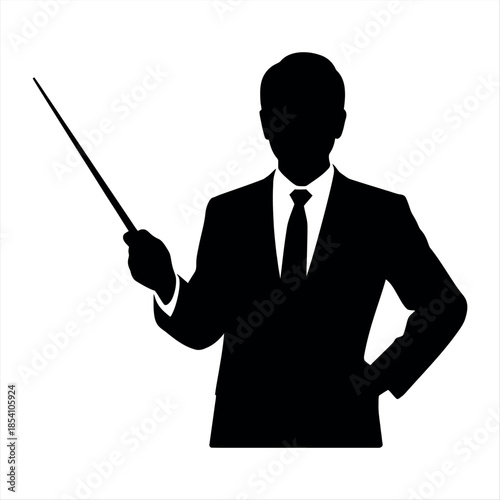 Businessman holding a pointer stick in hand Vector