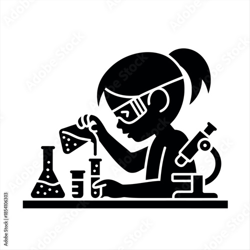 A scientist experimenting in a laboratory setting. Vector