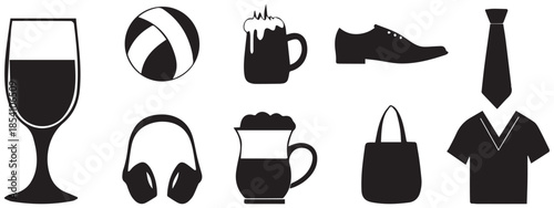 Lifestyle and Fashion Icon Set – Drink, Clothing, Accessories, and Leisure Vector Design