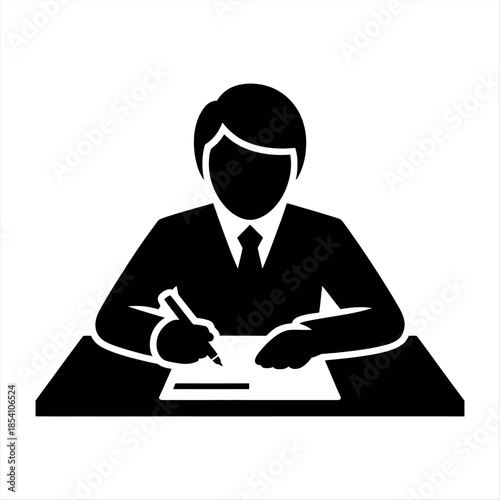 Businessman signing a document at a desk Vector