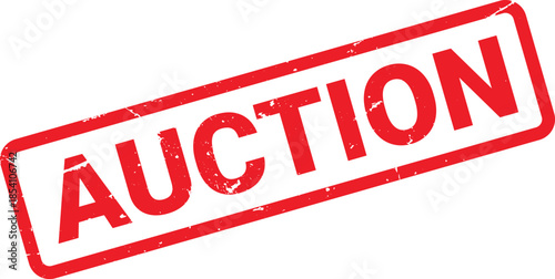 Distressed Red Auction Rubber Stamp Illustration for Online Bidding Events and Sales