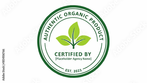 Green Organic Certification Logo Design Element.