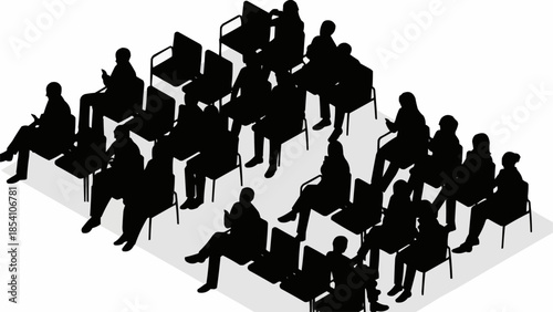 Group of People Sitting in Chairs Silhouette.