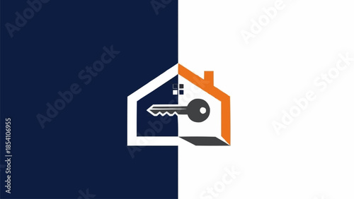 House Icon with Key Inside Logo.