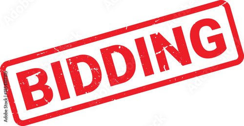Red Bidding Stamp with Distressed Texture on a White Background Resource