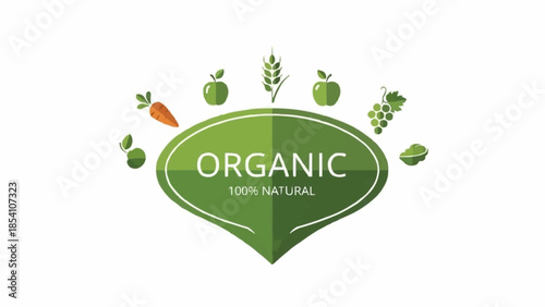 Organic Label with Fresh Produce Icons.