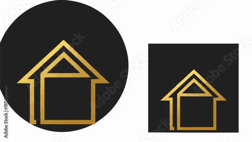 Gold House Icon on Black Backgrounds.