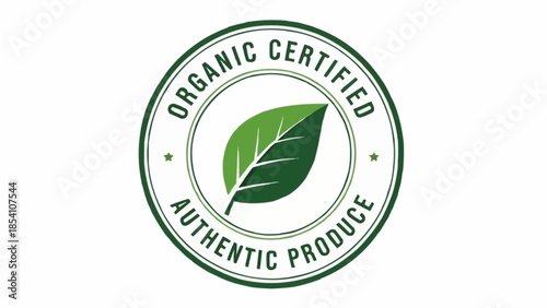 Organic Certified Authentic Produce Green Label.