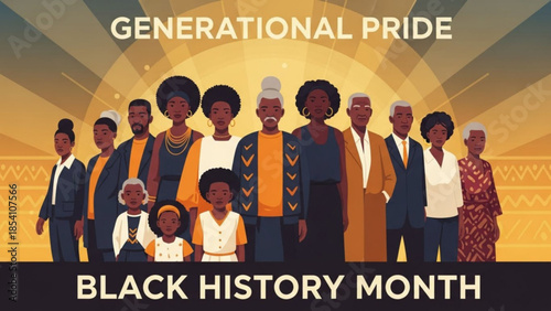 Diverse group of people celebrating black history month with generational pride